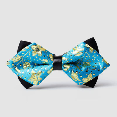 Men's Gold Hue Paisley Pointed Bow Tie