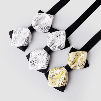 Men's Gold Hue Paisley Pointed Bow Tie