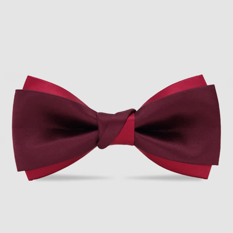 Men's Red Double Layered Formal Tuxedo Bow Tie