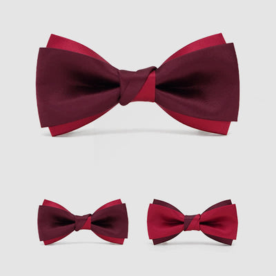 Men's Red Double Layered Formal Tuxedo Bow Tie