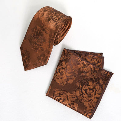 Men's Peru Peony Classic Flower Business Necktie Pocket Square