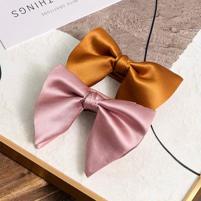 Men's British Style Solid Color Oversized Pointed Bow Tie Pocket Square