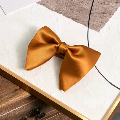 Men's British Style Solid Color Oversized Pointed Bow Tie Pocket Square