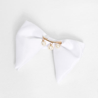 Men's Black White Oversized Pointed Bow Tie - Smile - White - image 4