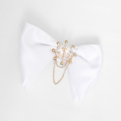 Men's Black White Oversized Pointed Bow Tie