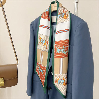 Women's Silky Printed Skinny Scarf