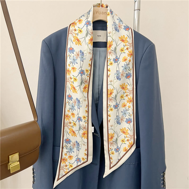 Women's Silky Printed Skinny Scarf
