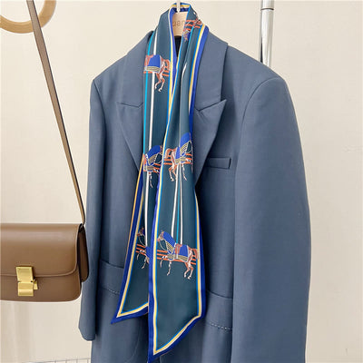 Women's Silky Printed Skinny Scarf