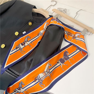 Women's Silky Printed Skinny Scarf