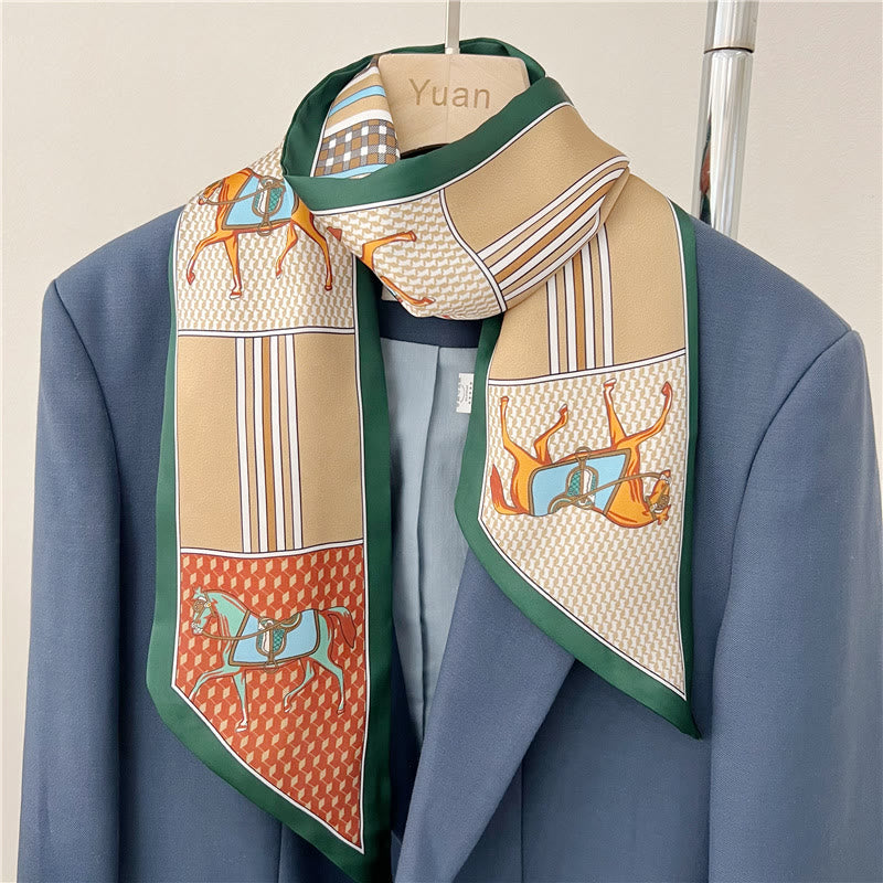 Women's Silky Printed Skinny Scarf