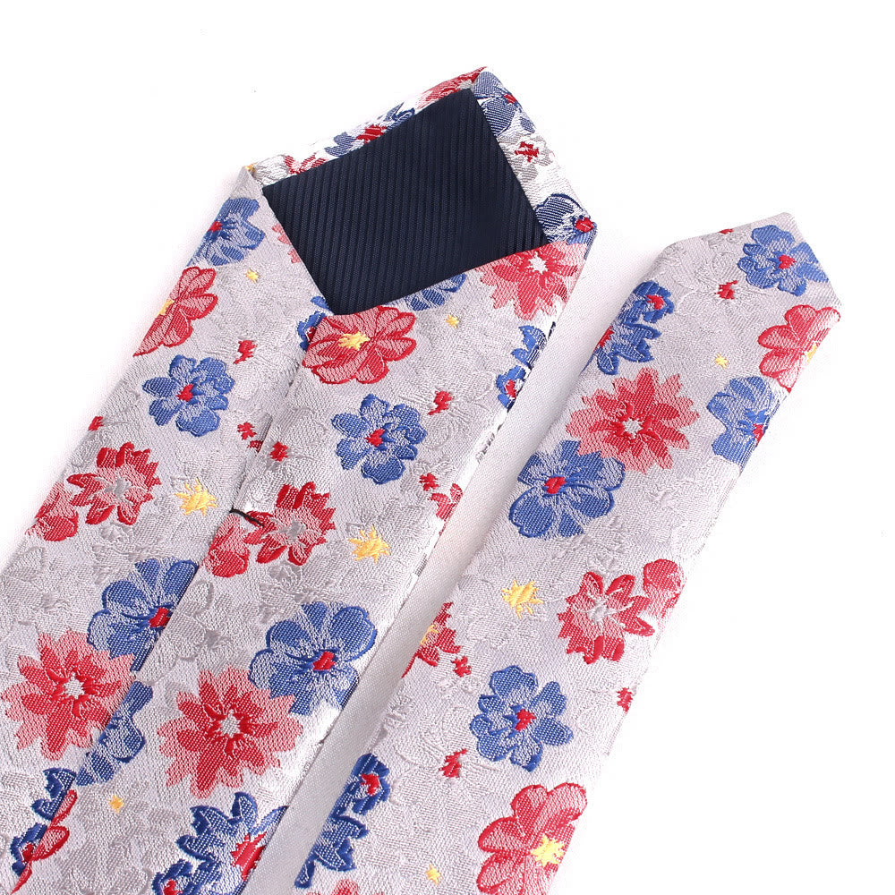 Men's Colorful Flowers Gentle Polyester Necktie