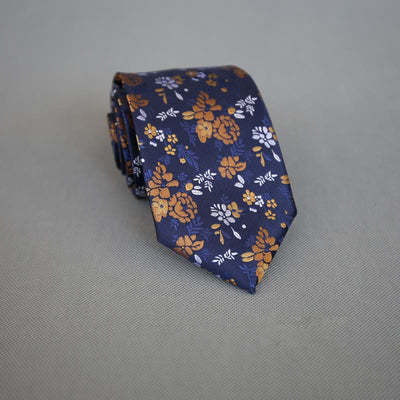 Men's Dark Background Colorful Flowers Polyester Necktie