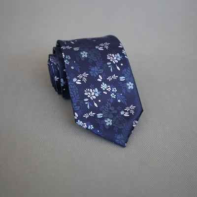 Men's Dark Background Colorful Flowers Polyester Necktie