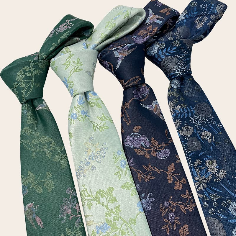 Men's Holiday Style Floral Polyester Necktie
