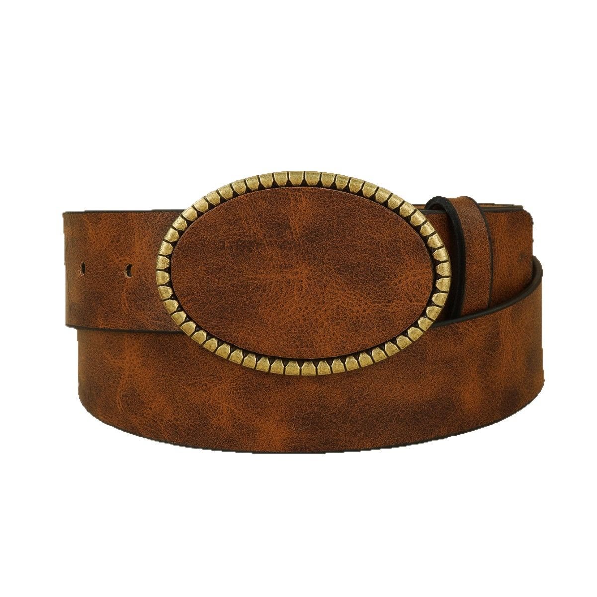 Women's Western Style Leopard Pattern Leather Belt