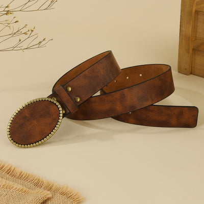 Women's Western Style Leopard Pattern Leather Belt