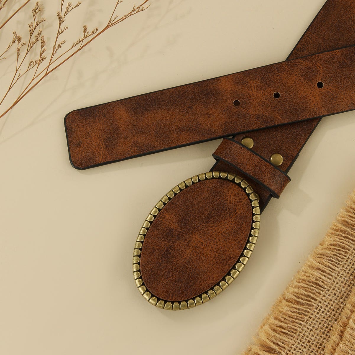 Women's Western Style Leopard Pattern Leather Belt