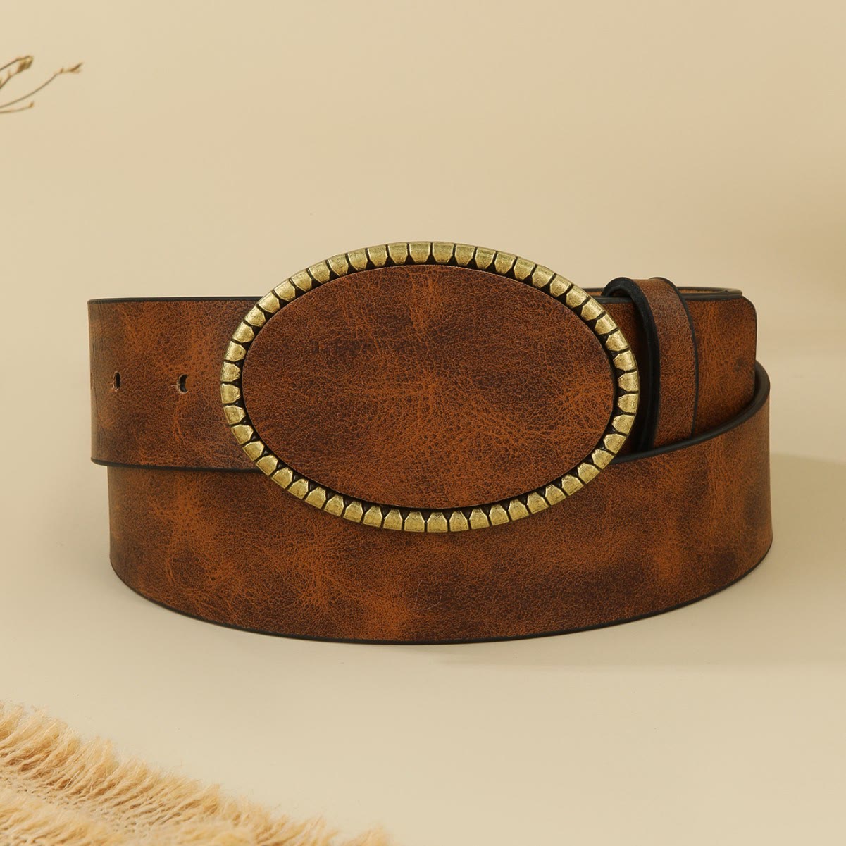 Women's Western Style Leopard Pattern Leather Belt