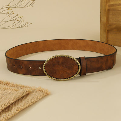 Women's Western Style Leopard Pattern Leather Belt