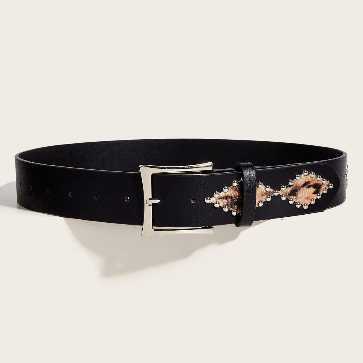 Women's Punk Style Rivet Leopard Decor Leather Belt