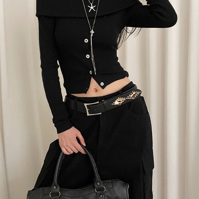 Women's Punk Style Rivet Leopard Decor Leather Belt