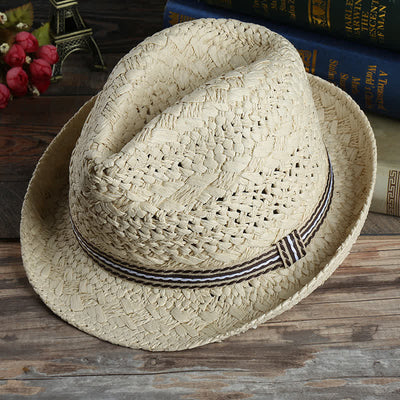 Unisex Boho Beach Handwork Summer Straw Fedora Hat
