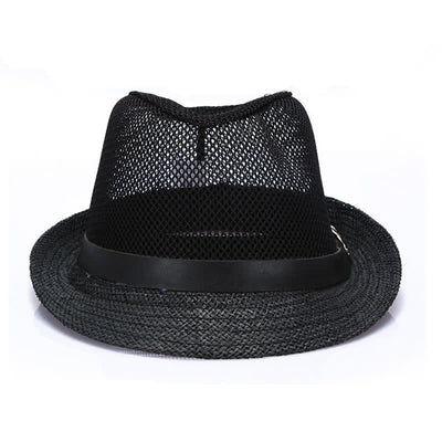 Men's Hollow Out Simple Panama Straw Fedora Hat
