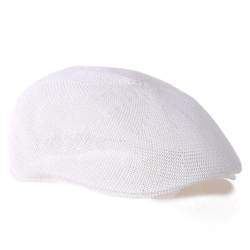 Men's Solid Color Breathable Mesh Summer Straw Beret Hat