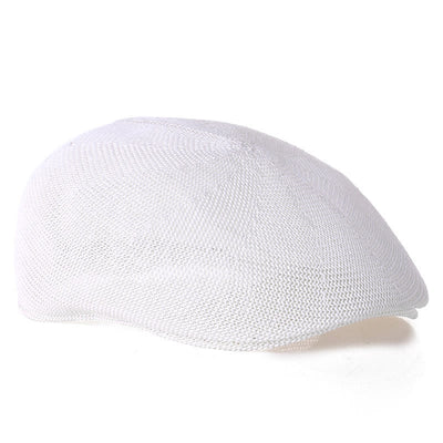 Men's Solid Color Breathable Mesh Summer Straw Beret Hat