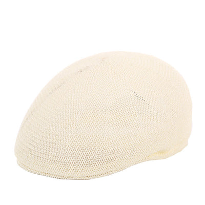 Men's Solid Color Breathable Mesh Summer Straw Beret Hat