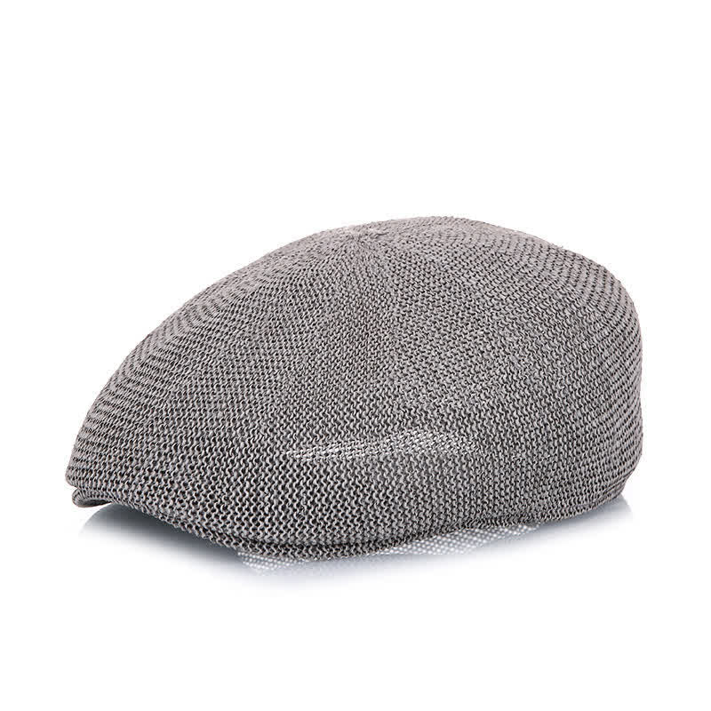 Men's Solid Color Breathable Mesh Summer Straw Beret Hat