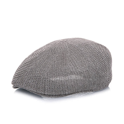 Men's Solid Color Breathable Mesh Summer Straw Beret Hat