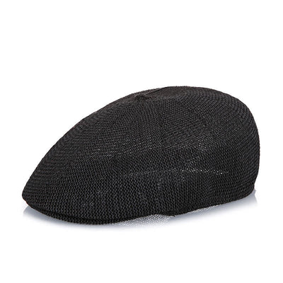 Men's Solid Color Breathable Mesh Summer Straw Beret Hat