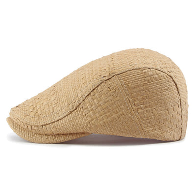 Unisex Stylish Straw Woven Pattern Flat Top Beret Hat