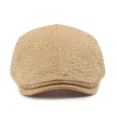 Unisex Stylish Straw Woven Pattern Flat Top Beret Hat