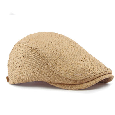 Unisex Stylish Straw Woven Pattern Flat Top Beret Hat