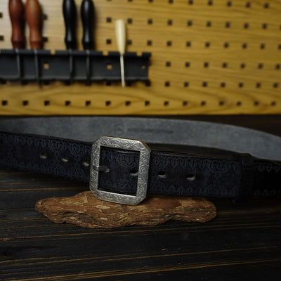 Stainless Steel Buckle Western Embossing Leather Belt