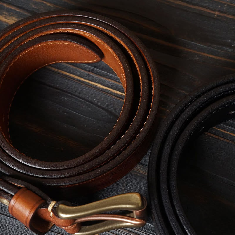 Solid Brass Buckle Western Embossed Flower Leather Belt
