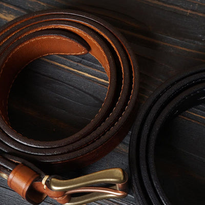 Solid Brass Buckle Western Embossed Flower Leather Belt