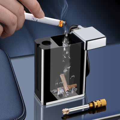 Mini Rectangle 2-in-1 Portable Ashtray Matchstick Kerosene Lighter