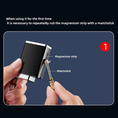 Mini Rectangle 2-in-1 Portable Ashtray Matchstick Kerosene Lighter