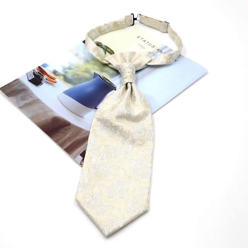 Men's Pre-Tied Ruche Cravat Luxury Paisley Tuxedo Ascot Necktie