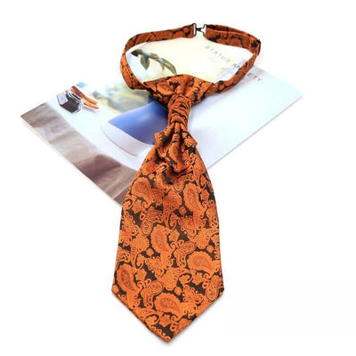 Men's Pre-Tied Ruche Cravat Luxury Paisley Tuxedo Ascot Necktie
