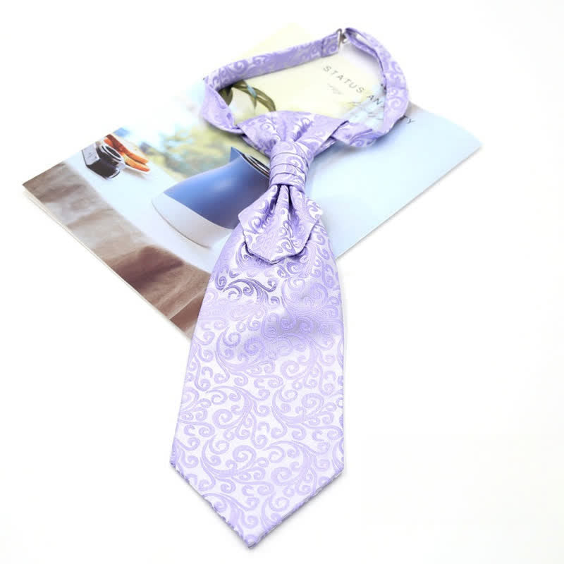 Men's Pre-Tied Ruche Cravat Luxury Paisley Tuxedo Ascot Necktie