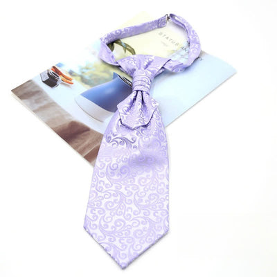 Men's Pre-Tied Ruche Cravat Luxury Paisley Tuxedo Ascot Necktie