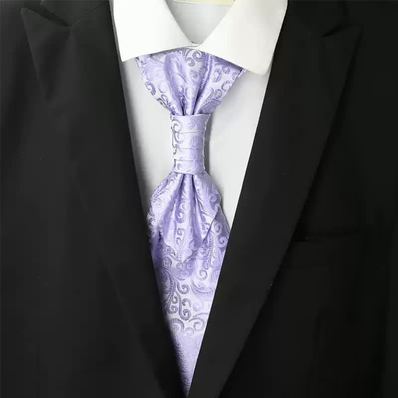 Men's Pre-Tied Ruche Cravat Luxury Paisley Tuxedo Ascot Necktie