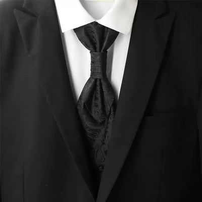 Men's Pre-Tied Ruche Cravat Luxury Paisley Tuxedo Ascot Necktie
