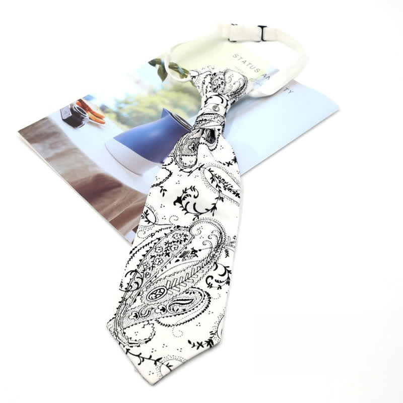 Men's Pre-Tied Ruche Cravat Luxury Paisley Tuxedo Ascot Necktie