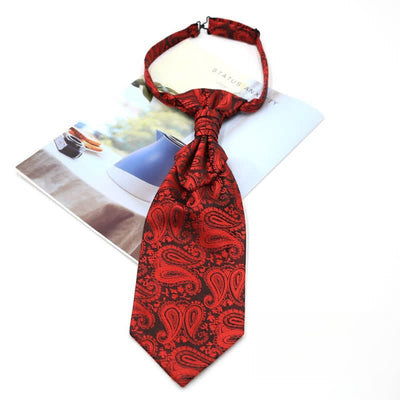 Men's Pre-Tied Ruche Cravat Luxury Paisley Tuxedo Ascot Necktie