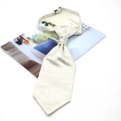 Men's Pre-Tied Ruche Cravat Luxury Paisley Tuxedo Ascot Necktie